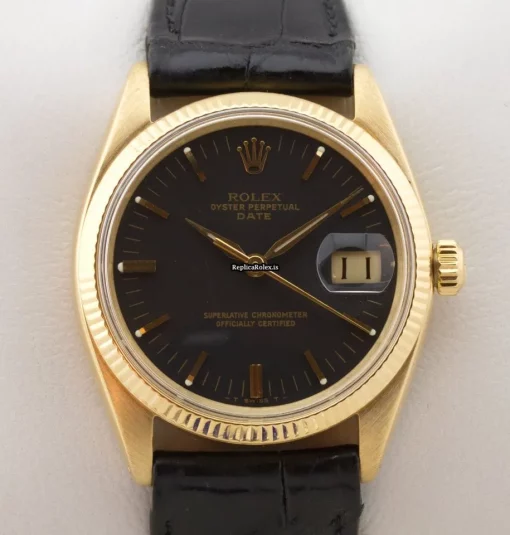 Superior Replica Rolex Oyster Perpetual Date 1503 Caliber 1570 Automatic Movement 34mm Yellow Gold Case Mens/unisex Watch - Image 2