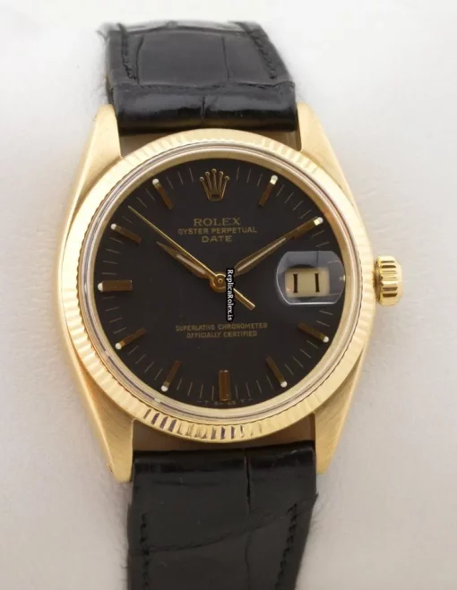 Superior Replica Rolex Oyster Perpetual Date 1503 Caliber 1570 Automatic Movement 34mm Yellow Gold Case Mens/unisex Watch - Image 3
