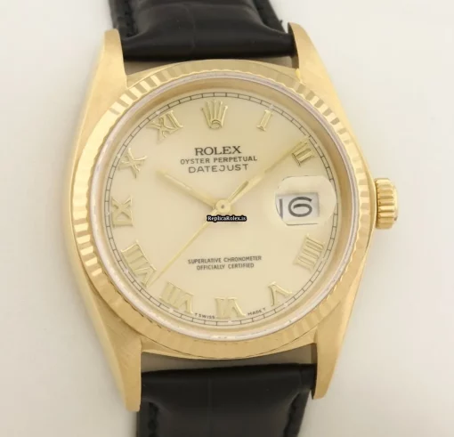 Fantastic Replica Rolex Datejust 16018 Caliber 3035 Automatic Movement 36mm Yellow Gold Case Mens/unisex Watch - Image 4