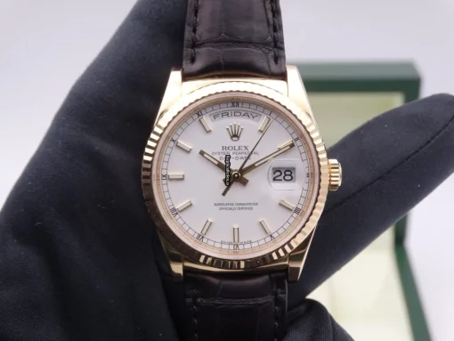 Incredible Fake Rolex Day-date 36 118138 Caliber 3155 Automatic Movement 36mm Yellow Gold Case Mens/unisex Watch - Image 11