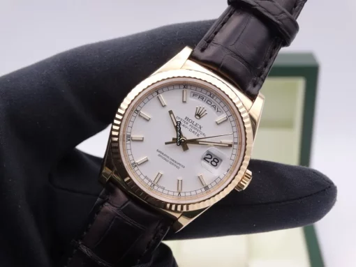 Incredible Fake Rolex Day-date 36 118138 Caliber 3155 Automatic Movement 36mm Yellow Gold Case Mens/unisex Watch - Image 12