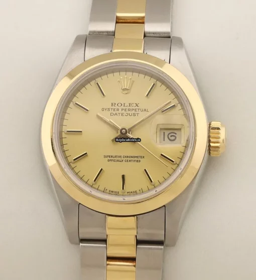 Suitable Replica Rolex Oyster Perpetual Lady Date 69163 Caliber 2135 Automatic Movement 26mm Gold/steel Case Womens Watch