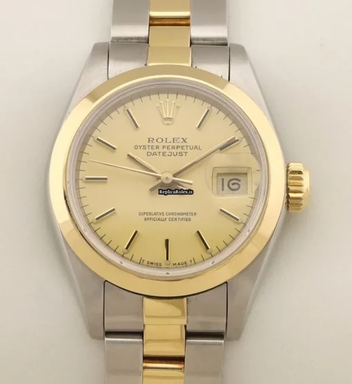 Suitable Replica Rolex Oyster Perpetual Lady Date 69163 Caliber 2135 Automatic Movement 26mm Gold/steel Case Womens Watch - Image 3