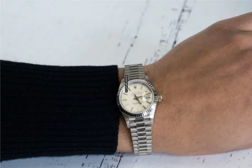 Mind-boggling Copy Rolex Lady-datejust 69179 Caliber 2135 Automatic Movement 26x19.9mm White Gold Case Womens Watch - Image 4