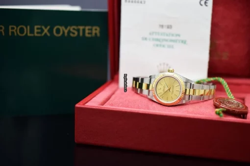 Terrific Replica Rolex Oyster Perpetual 76193 Caliber 2230-31 Automatic Movement 26mm Gold/steel Case Womens Watch - Image 2