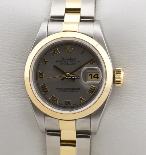 Recommend Replica Rolex Oyster Perpetual Lady Date 69163 Caliber 2135 Automatic Movement 26mm Gold/steel Case Womens Watch - Image 2