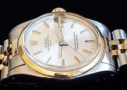 Inexpensive Replica Rolex Oyster Perpetual Date 1500 Caliber 1575 Automatic Movement 34mm Gold/steel Case Mens/unisex Watch - Image 12
