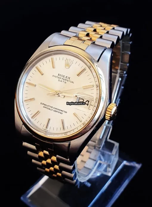 Inexpensive Replica Rolex Oyster Perpetual Date 1500 Caliber 1575 Automatic Movement 34mm Gold/steel Case Mens/unisex Watch - Image 6