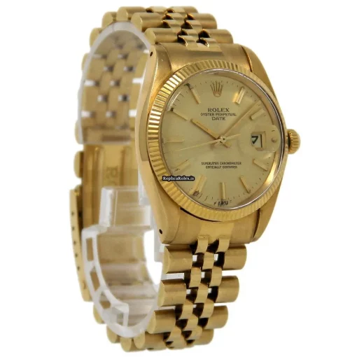 Inexpensive Fake Rolex Oyster Perpetual Date 1503 Automatic Movement 34mm Yellow Gold Case Mens/unisex Watch - Image 5