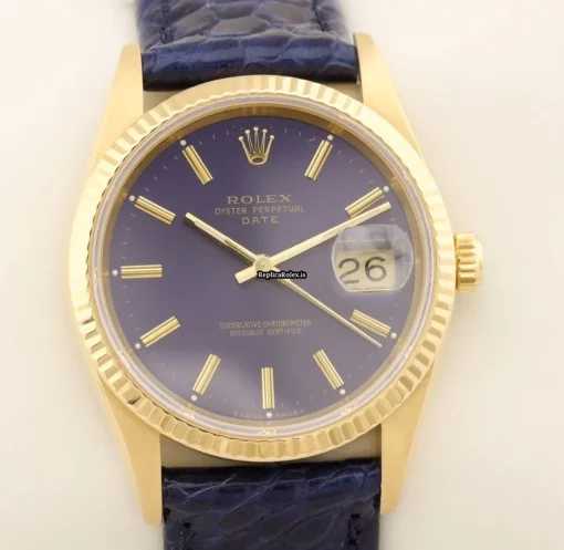Superior Replica Rolex Oyster Perpetual Date 15238 Caliber 3135 Automatic Movement 34mm Yellow Gold Case Mens/unisex Watch - Image 4