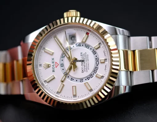 Terrific Replica Rolex Sky-dweller 326933 Caliber 9001 Automatic Movement 42mm Gold/steel Case Mens/unisex Watch - Image 5
