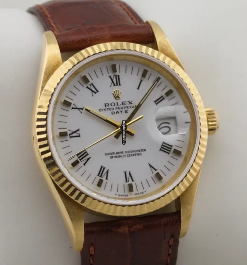 Epic Replica Rolex Oyster Perpetual Date 15238 Caliber 3135 Automatic Movement 34mm Yellow Gold Case Mens/unisex Watch - Image 4