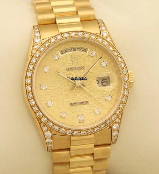 Fantastic Replica Rolex Day-date 36 18388 Caliber 3155 Automatic Movement 36mm Yellow Gold Case Mens/unisex Watch - Image 5