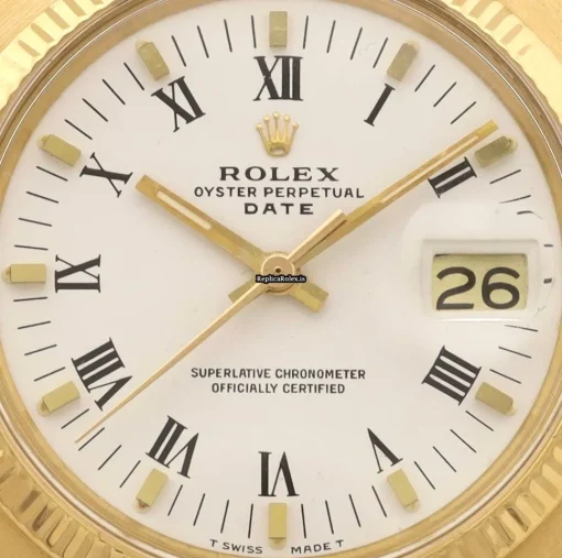 Amazing Replica Rolex Oyster Perpetual Date 1503 Caliber 1570 Automatic Movement 34mm Yellow Gold Case Mens/unisex Watch - Image 2