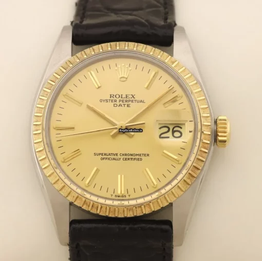 Fantastic Replica Rolex Oyster Perpetual Date 1505 Caliber 1570 Automatic Movement 34mm Gold/steel Case Mens/unisex Watch