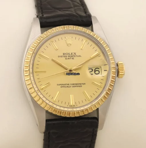 Fantastic Replica Rolex Oyster Perpetual Date 1505 Caliber 1570 Automatic Movement 34mm Gold/steel Case Mens/unisex Watch - Image 4