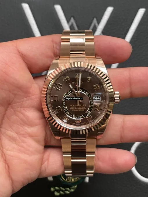 Wholesale Replica Rolex Sky-dweller 326935 Caliber 9001 Automatic Movement 42mm Rose Gold Case Mens/unisex Watch