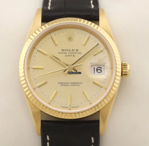 Fantastic Replica Rolex Oyster Perpetual Date 15238 Caliber 3135 Automatic Movement 34mm Yellow Gold Case Mens/unisex Watch - Image 3