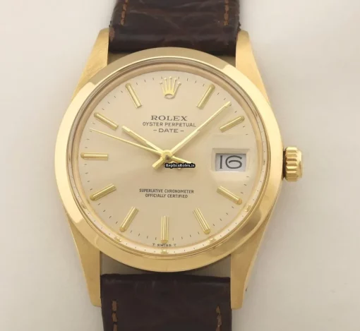 Aaa Replicas Rolex Oyster Perpetual Date 15008 Caliber 30305 Automatic Movement 34mm Yellow Gold Case Mens/unisex Watch