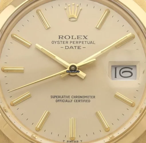 Aaa Replicas Rolex Oyster Perpetual Date 15008 Caliber 30305 Automatic Movement 34mm Yellow Gold Case Mens/unisex Watch - Image 2