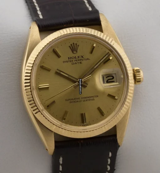 Pleasing Replica Rolex Oyster Perpetual Date 1503 Caliber 1570 Automatic Movement 34mm Yellow Gold Case Mens/unisex Watch - Image 3