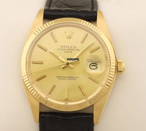 Lovely Replica Rolex Oyster Perpetual Date 1500 Caliber 1570 Automatic Movement 34mm Yellow Gold Case Mens/unisex Watch