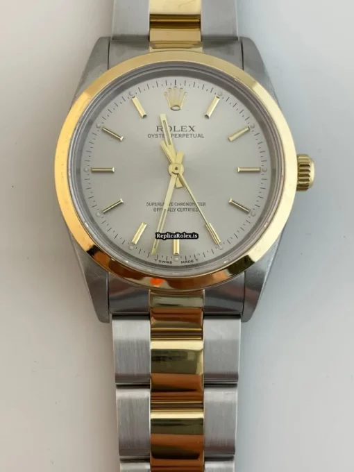 Design Fake Rolex Oyster Perpetual 14203 Automatic Movement 34mm Gold/steel Case Mens/unisex Watch