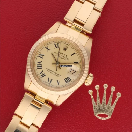 Excellent Replica Rolex Lady-datejust 6917 Caliber 2030 Automatic Movement 26mm Yellow Gold Case Womens Watch