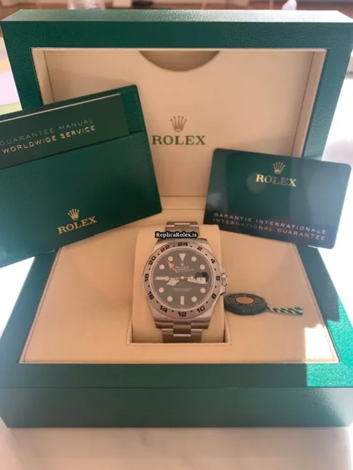 Excellent Fake Rolex Explorer II 16570 Caliber 3185 Automatic Movement 42mm Steel Case Mens/unisex Watch