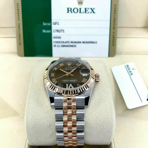 Excellent Fake Rolex Lady-datejust 178271 Caliber 2235 Automatic Movement 31mm Gold/steel Case Womens Watch - Image 6