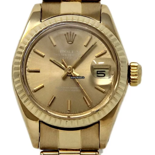 Neat Replica Rolex Lady-datejust 6917 Automatic Movement 26mm Yellow Gold Case Womens Watch