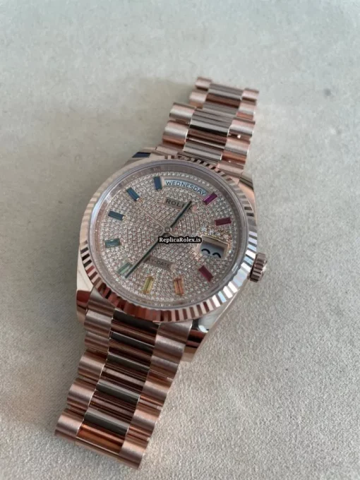 Wonderful Replica Rolex Day-date 36 128235 Caliber 3255 Automatic Movement 36mm Rose Gold Case Mens/unisex Watch - Image 10