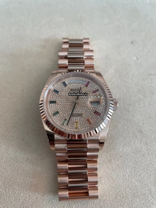 Wonderful Replica Rolex Day-date 36 128235 Caliber 3255 Automatic Movement 36mm Rose Gold Case Mens/unisex Watch - Image 2