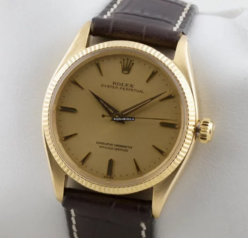Neat Replica Rolex Oyster Perpetual 34 1005 1560 Butterfly Automatic Movement 34mm Yellow Gold Case Mens/unisex Watch