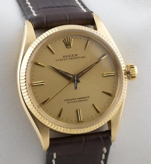 Neat Replica Rolex Oyster Perpetual 34 1005 1560 Butterfly Automatic Movement 34mm Yellow Gold Case Mens/unisex Watch - Image 3