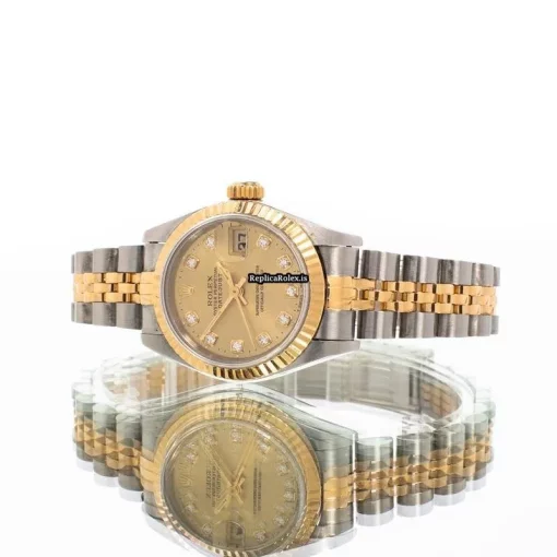 Superb Replica Rolex Lady-datejust 69173 Automatic Movement 26mm Gold/steel Case Womens Watch - Image 2