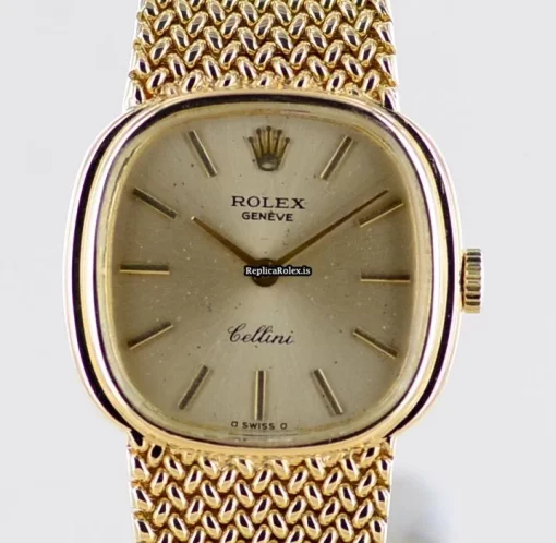 Marvellous Fakes Rolex Cellini 4073 Caliber 1600 Manual Winding Movement 25mm Yellow Gold Case Watch