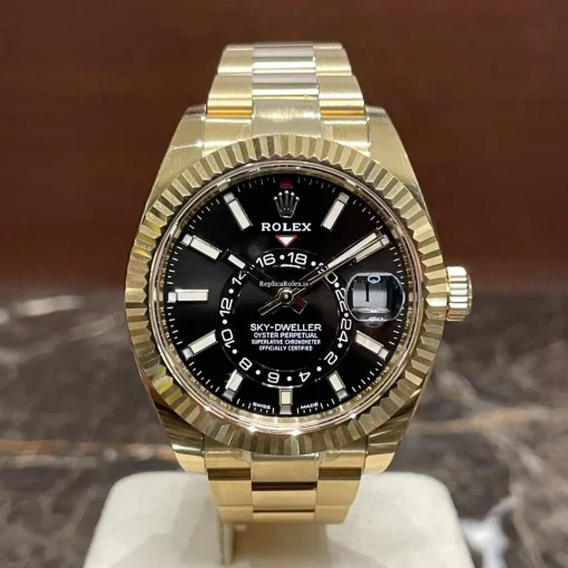 Top Replica Rolex Sky-dweller 326938 Caliber 9001 Automatic Movement 42mm Yellow Gold Case Mens/unisex Watch