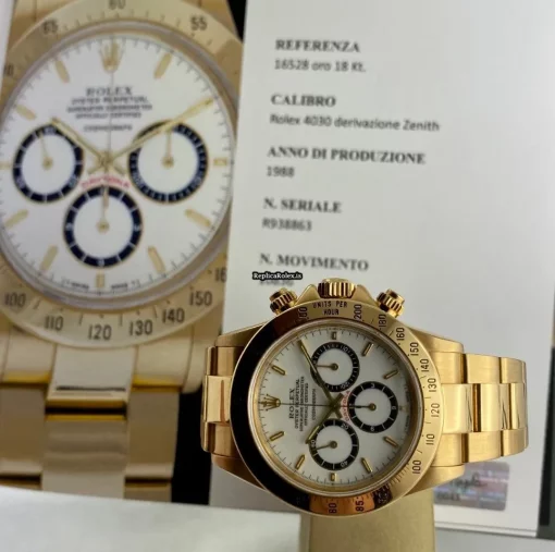Quality Fake Rolex Daytona 16528 Caliber 4030 Automatic Movement 40mm Yellow Gold Case Mens/unisex Watch - Image 10