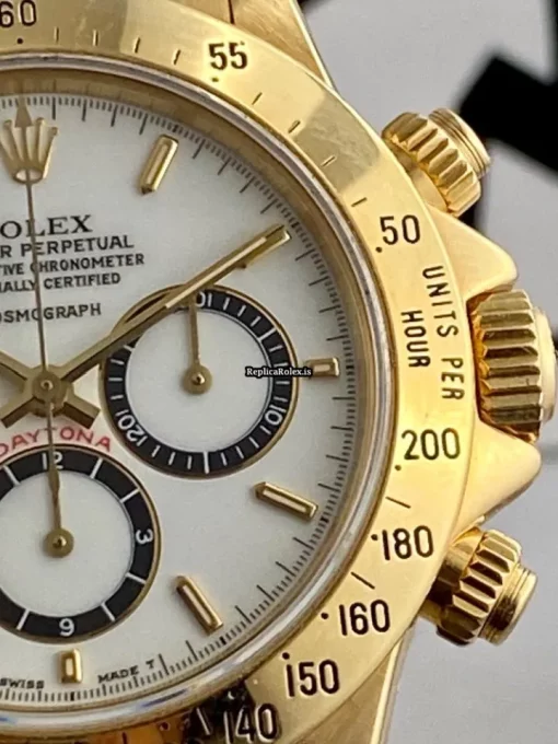 Quality Fake Rolex Daytona 16528 Caliber 4030 Automatic Movement 40mm Yellow Gold Case Mens/unisex Watch - Image 6
