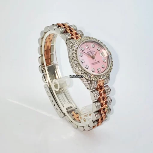 Fabulous Fake Rolex Oyster Perpetual Lady Date 6517 Caliber 1161 Automatic Movement 26mm Gold/steel Case Womens Watch - Image 10