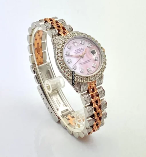 Fabulous Fake Rolex Oyster Perpetual Lady Date 6517 Caliber 1161 Automatic Movement 26mm Gold/steel Case Womens Watch - Image 16