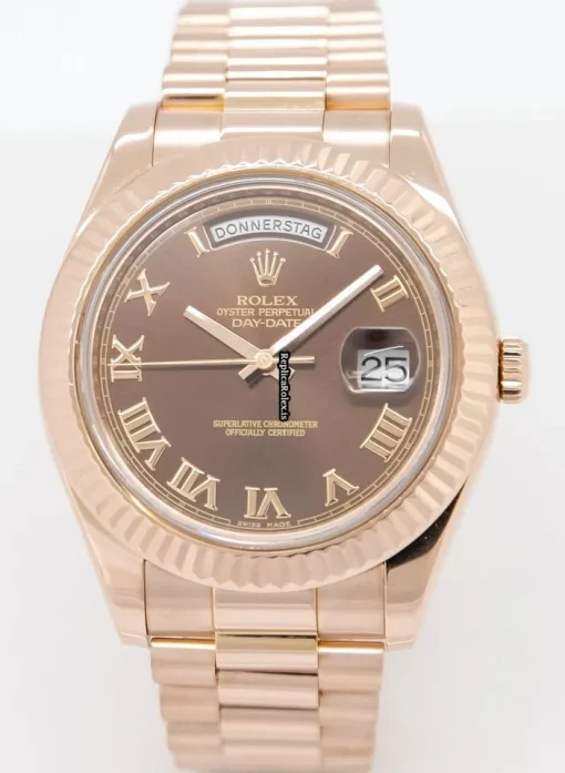 Recommend Replica Rolex Day-date II 218235 Caliber 3156 Automatic Movement 41x49mm Rose Gold Case Mens/unisex Watch - Image 2