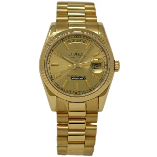 Lovely Replica Rolex Day-date 36 118238 Caliber 3155 Automatic Movement 36mm Yellow Gold Case Mens/unisex Watch - Image 2