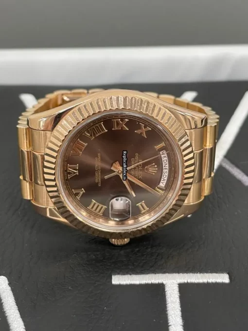 Cool Replicas Rolex Day-date II 218235 Caliber 3156 Automatic Movement 41x49mm Rose Gold Case Mens/unisex Watch - Image 2