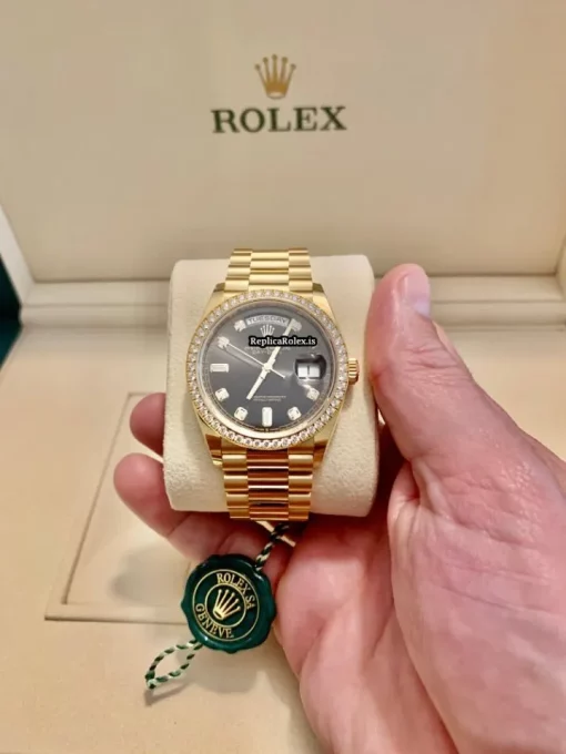 Wonderful Fake Rolex Day-date 36 128348rbr Caliber 3255 Automatic Movement 36x43mm Yellow Gold Case Mens/unisex Watch - Image 5