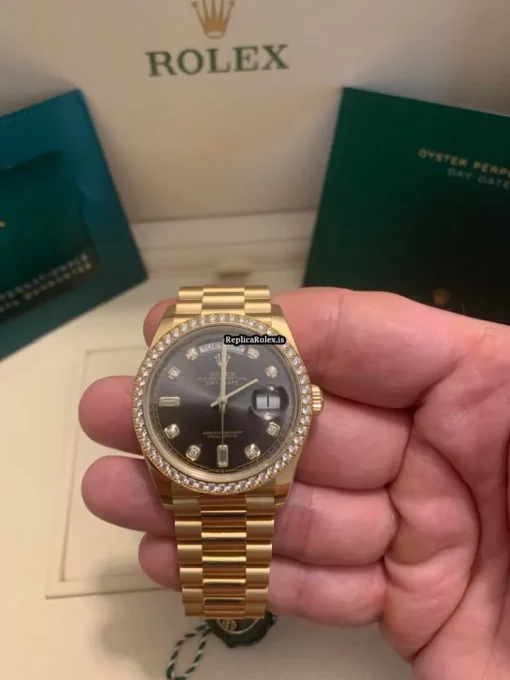 Wonderful Fake Rolex Day-date 36 128348rbr Caliber 3255 Automatic Movement 36x43mm Yellow Gold Case Mens/unisex Watch - Image 8