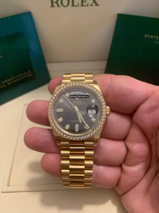 Wonderful Fake Rolex Day-date 36 128348rbr Caliber 3255 Automatic Movement 36x43mm Yellow Gold Case Mens/unisex Watch - Image 9