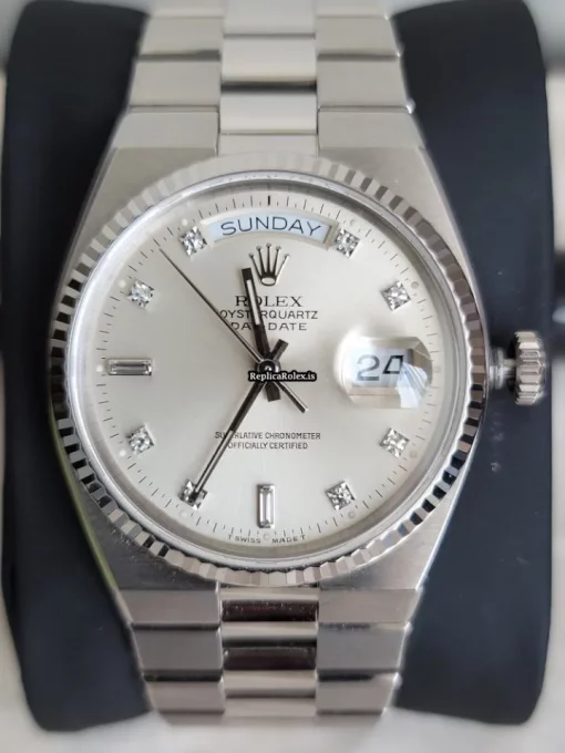 High Quality Replica Rolex Day-date Oysterquartz 19019 Caliber 5055 Quartz Movement 36mm White Gold Case Mens/unisex Watch - Image 11
