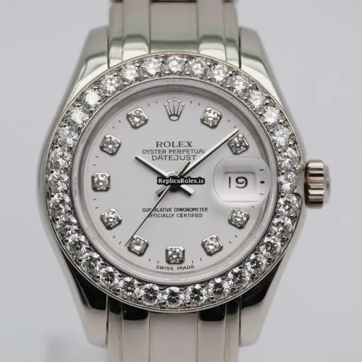 Defect Clone Rolex Lady-datejust Pearlmaster 69299 Automatic Movement 29mm White Gold Case Womens Watch - Image 3
